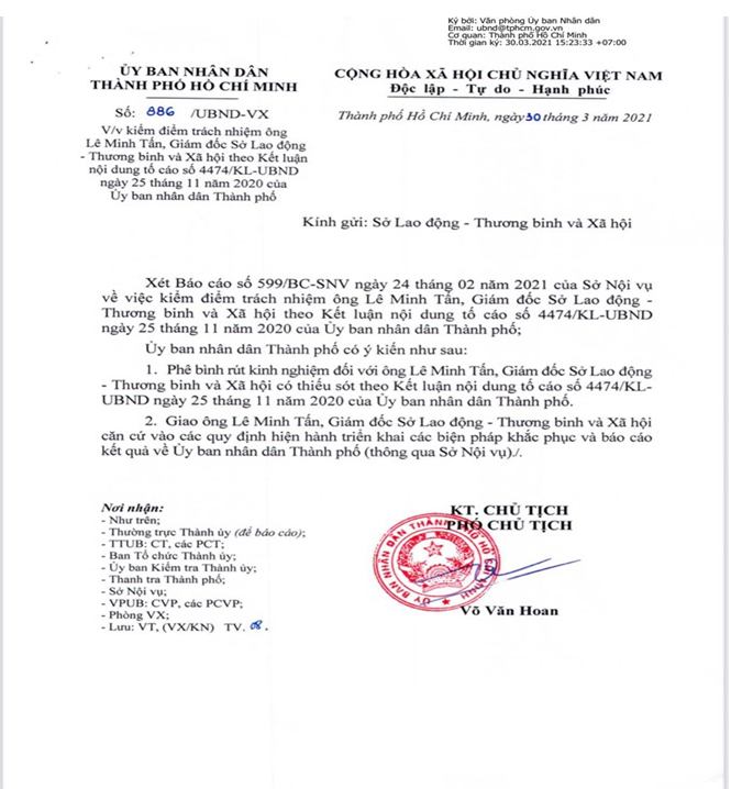 Sở Lao động TB & XH Thành phố Hồ Chí Minh: Giám đốc bị cấp trên phê bình rút kinh nghiệm vẫn tự ký danh hiệu ''Chiến sĩ thi đua cơ sở'' cho bản thân?